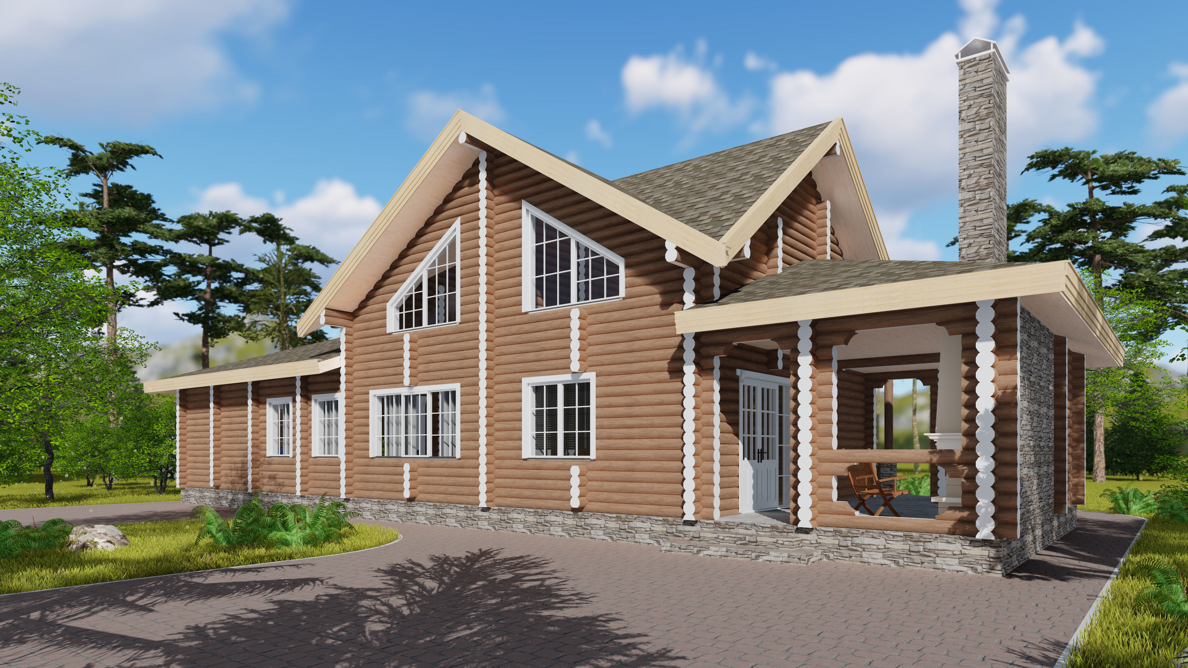 3D model of a wooden house 3D model_2