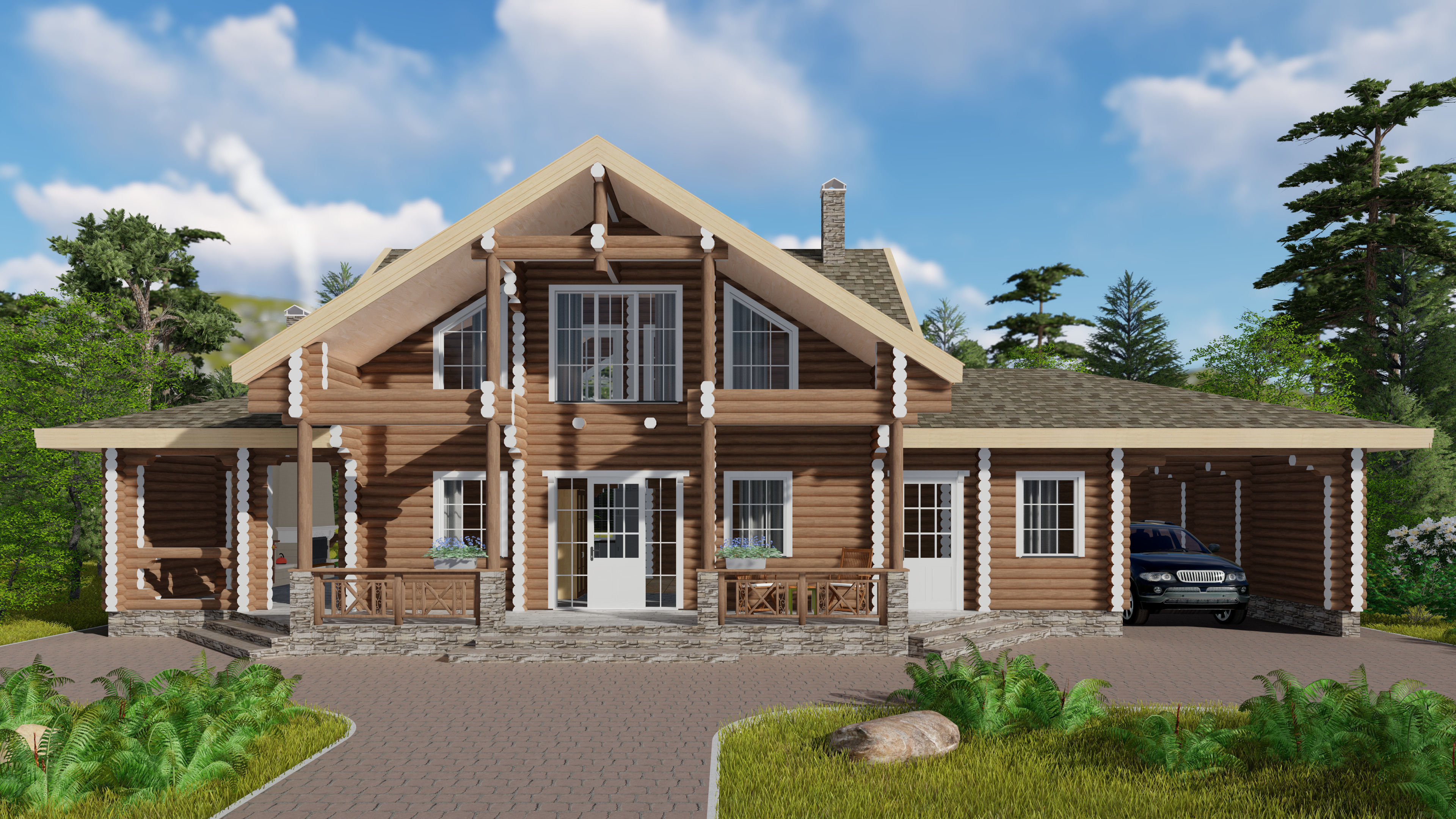 3D model of a wooden house 3D model_3