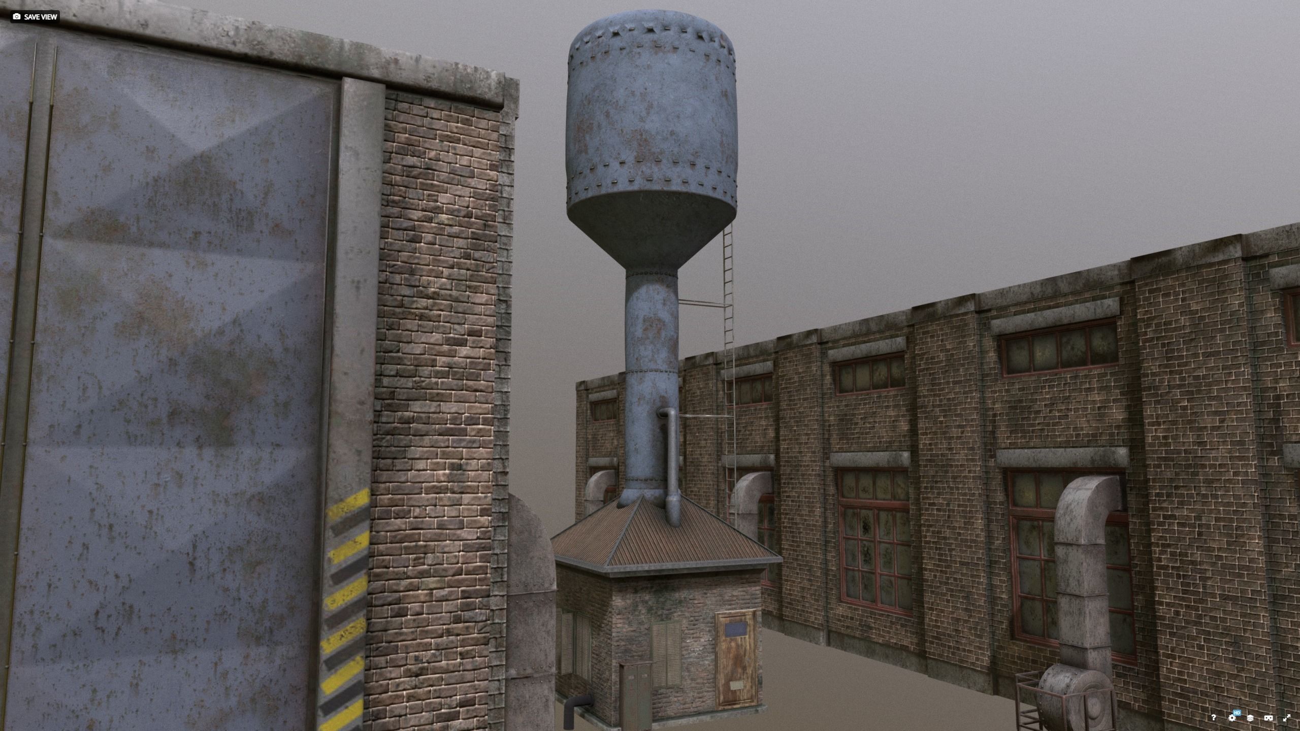 Warehouse with waterpumphouse pack 3D model_5