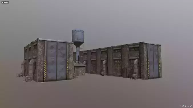 Warehouse with waterpumphouse pack 3D model