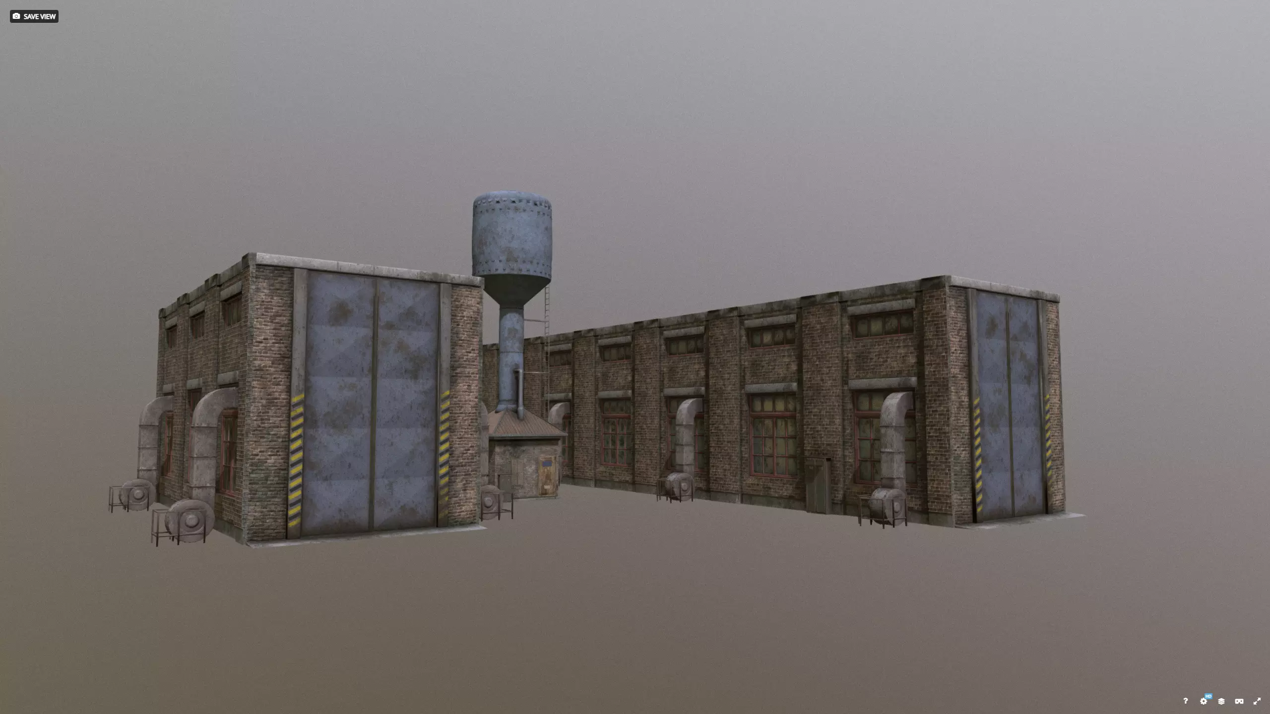 Warehouse with waterpumphouse pack 3D model_0