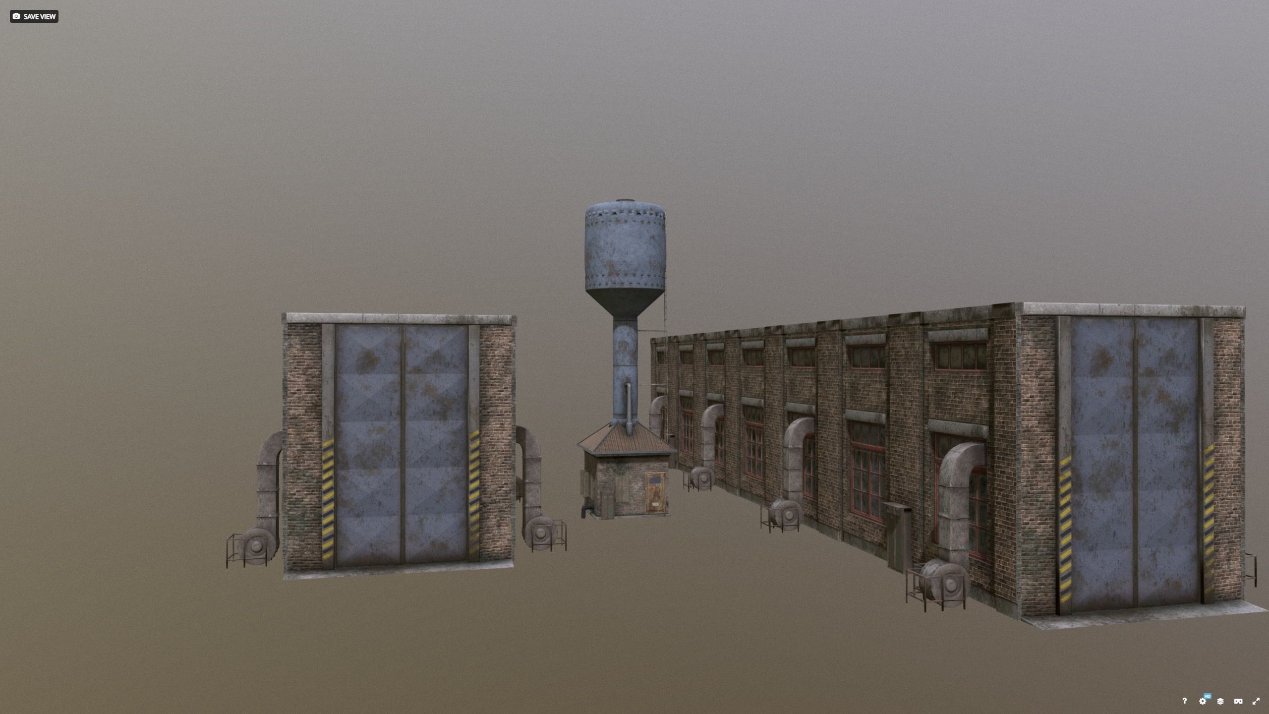 Warehouse with waterpumphouse pack 3D model_7