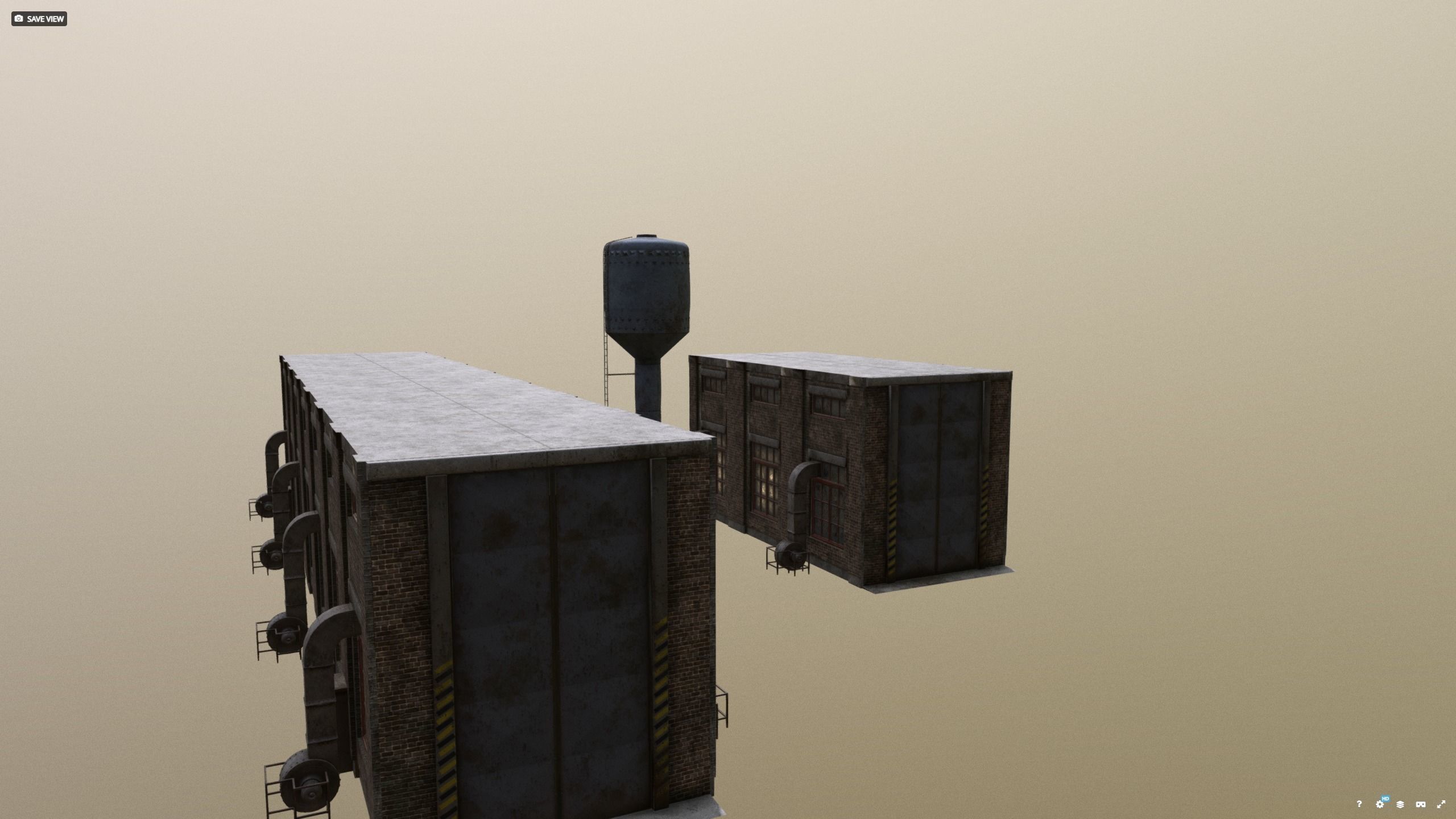 Warehouse with waterpumphouse pack 3D model_3