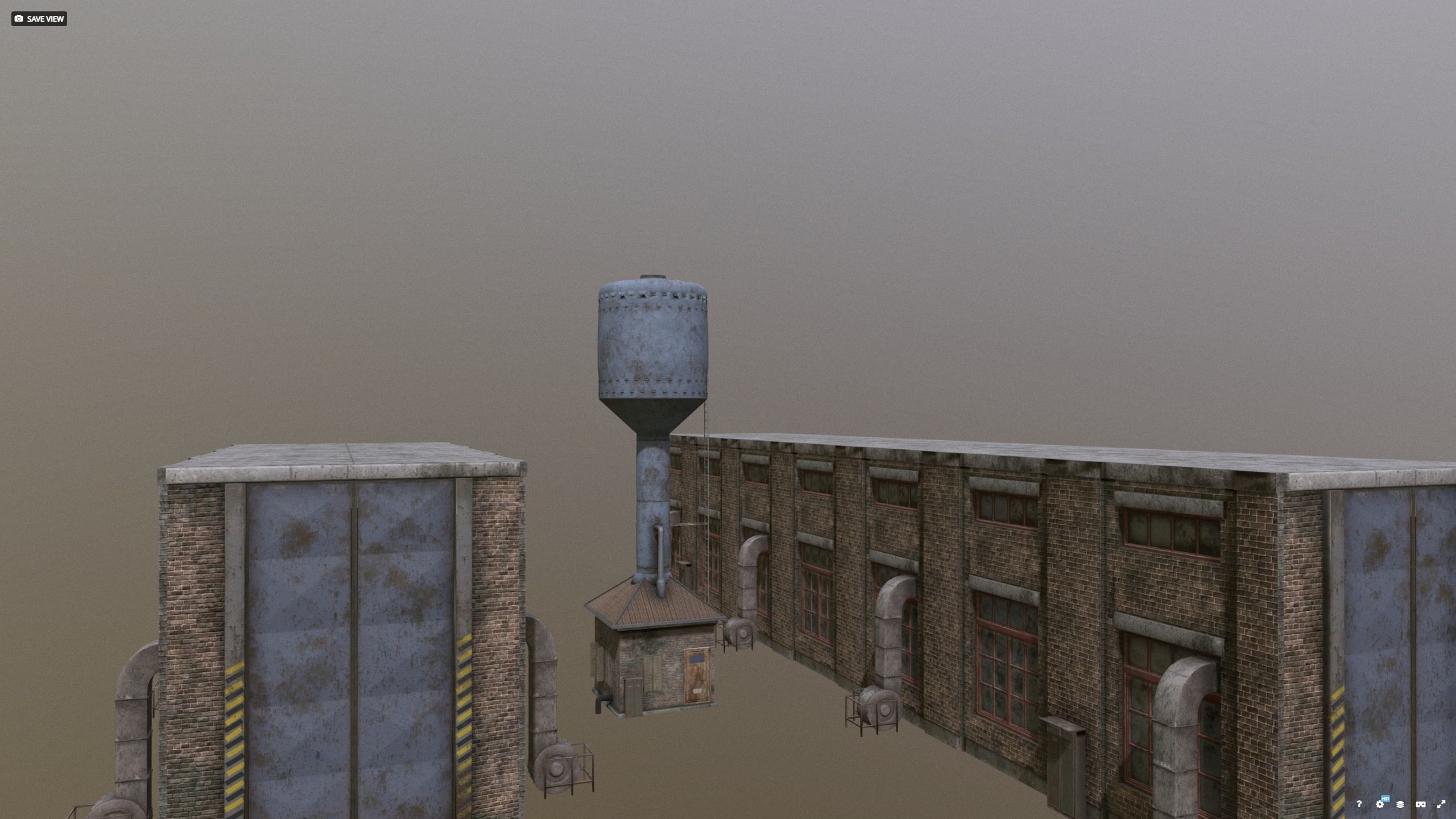 Warehouse with waterpumphouse pack 3D model_2