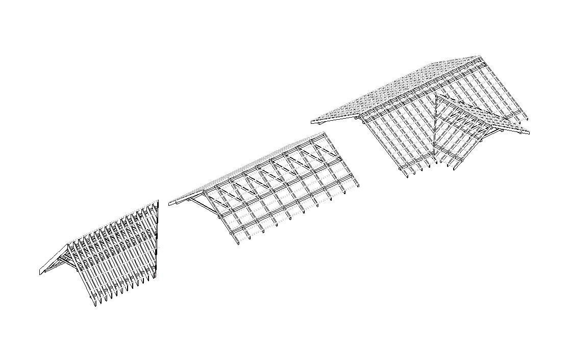 Revit Family Rafter Roof Parametric Timber Structure 3D model_5