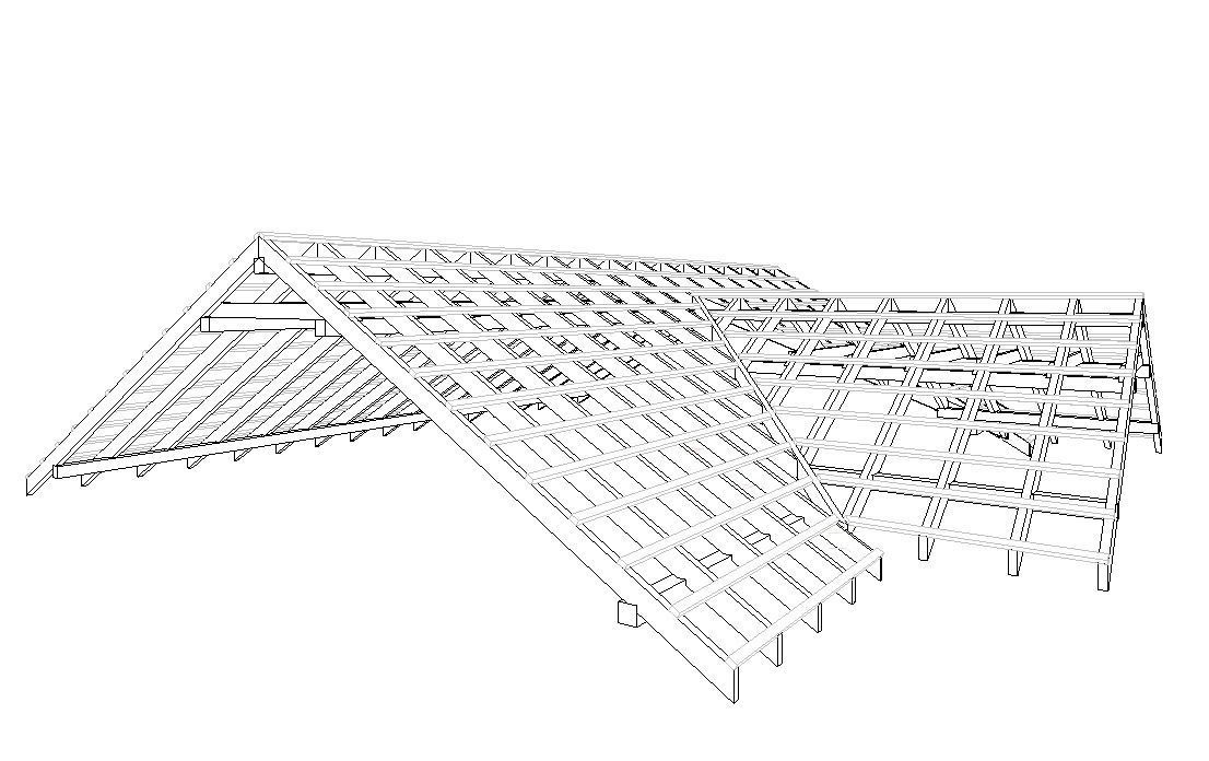 Revit Family Rafter Roof Parametric Timber Structure 3D model_2