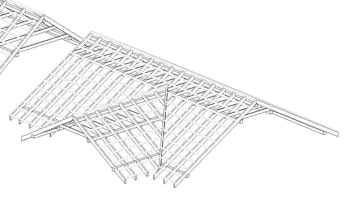 Revit Family Rafter Roof Parametric Timber Structure 3D model_4