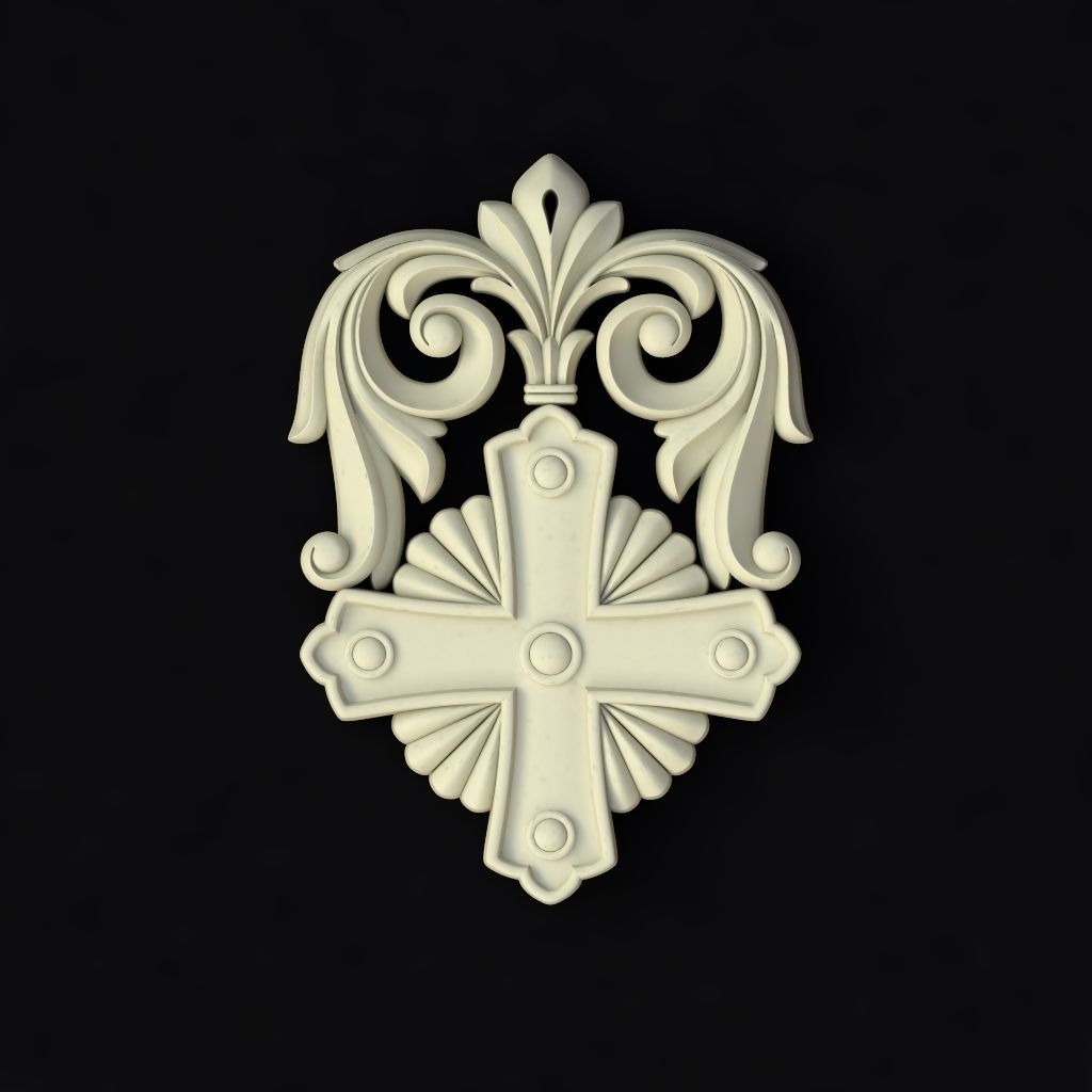 Central decor ornament for furniture 3D model_1