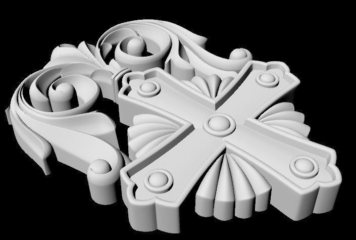Central decor ornament for furniture 3D model_3
