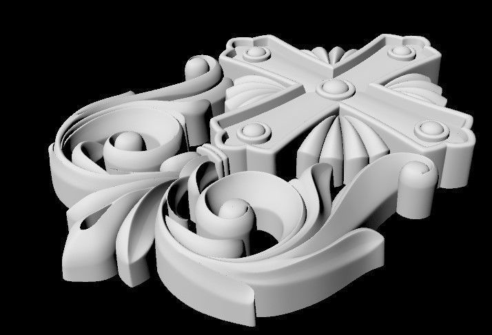 Central decor ornament for furniture 3D model_4