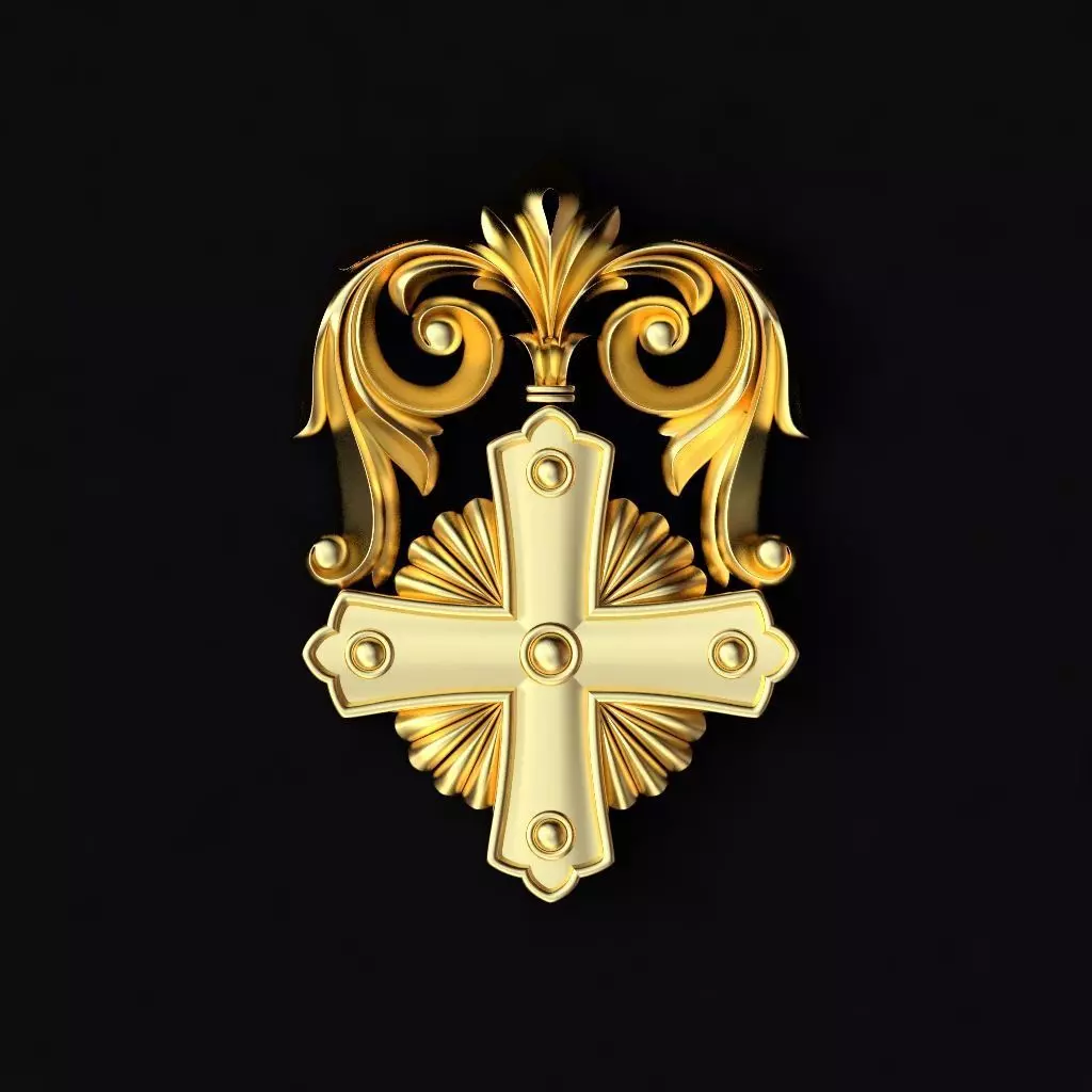 Central decor ornament for furniture 3D model_0