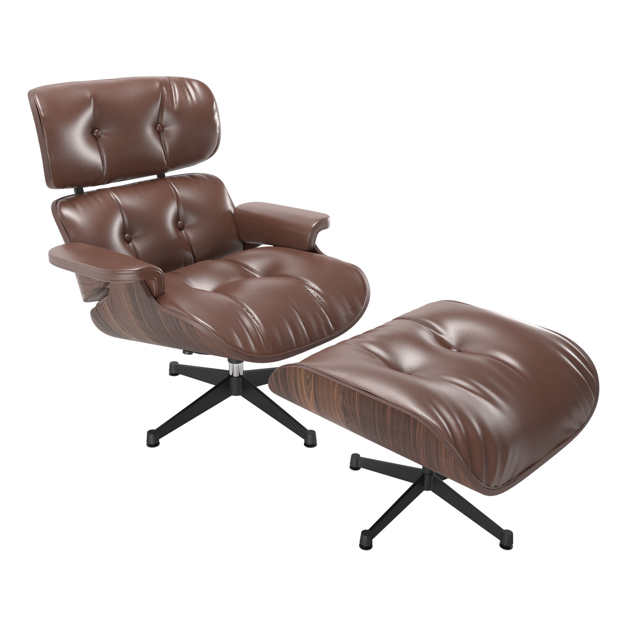 Vitra Eames Lounge Chair  with footstool 3D model_2