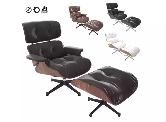 Vitra Eames Lounge Chair  with footstool 3D model