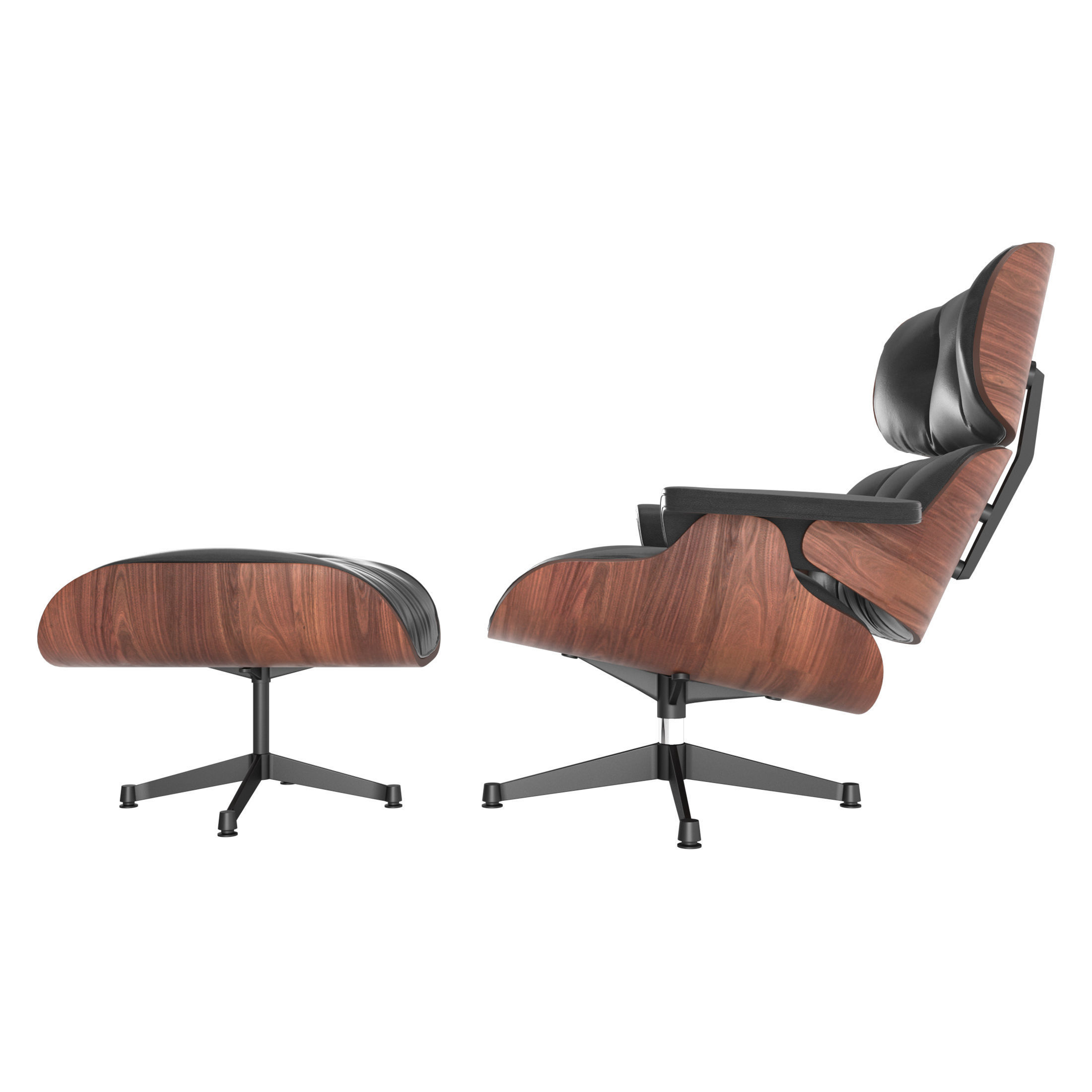 Vitra Eames Lounge Chair  with footstool 3D model_7