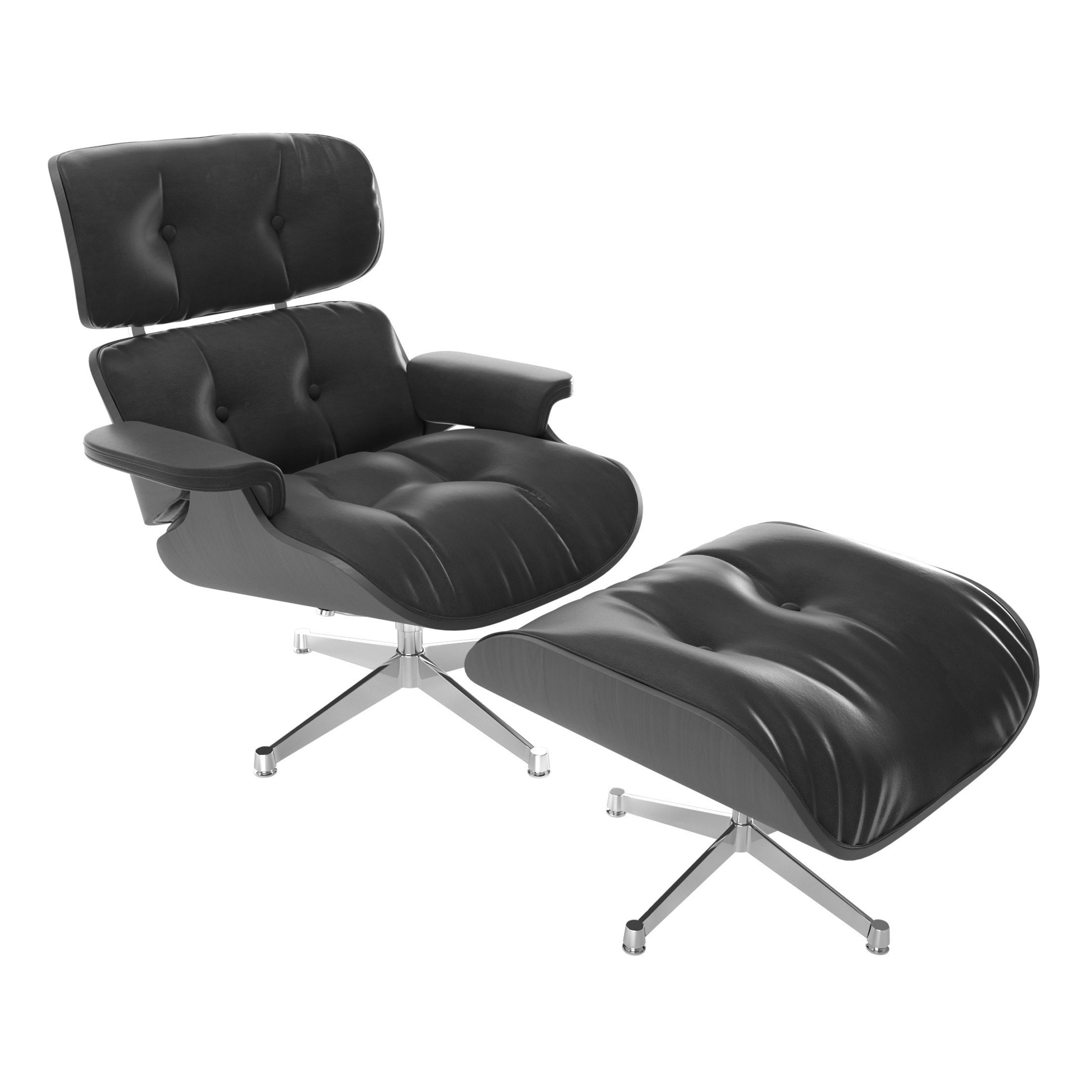 Vitra Eames Lounge Chair  with footstool 3D model_3