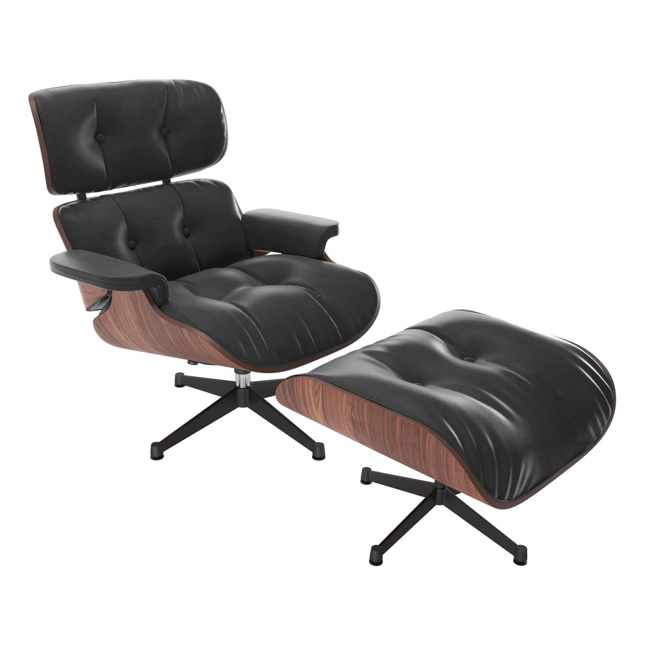 Vitra Eames Lounge Chair  with footstool 3D model_4