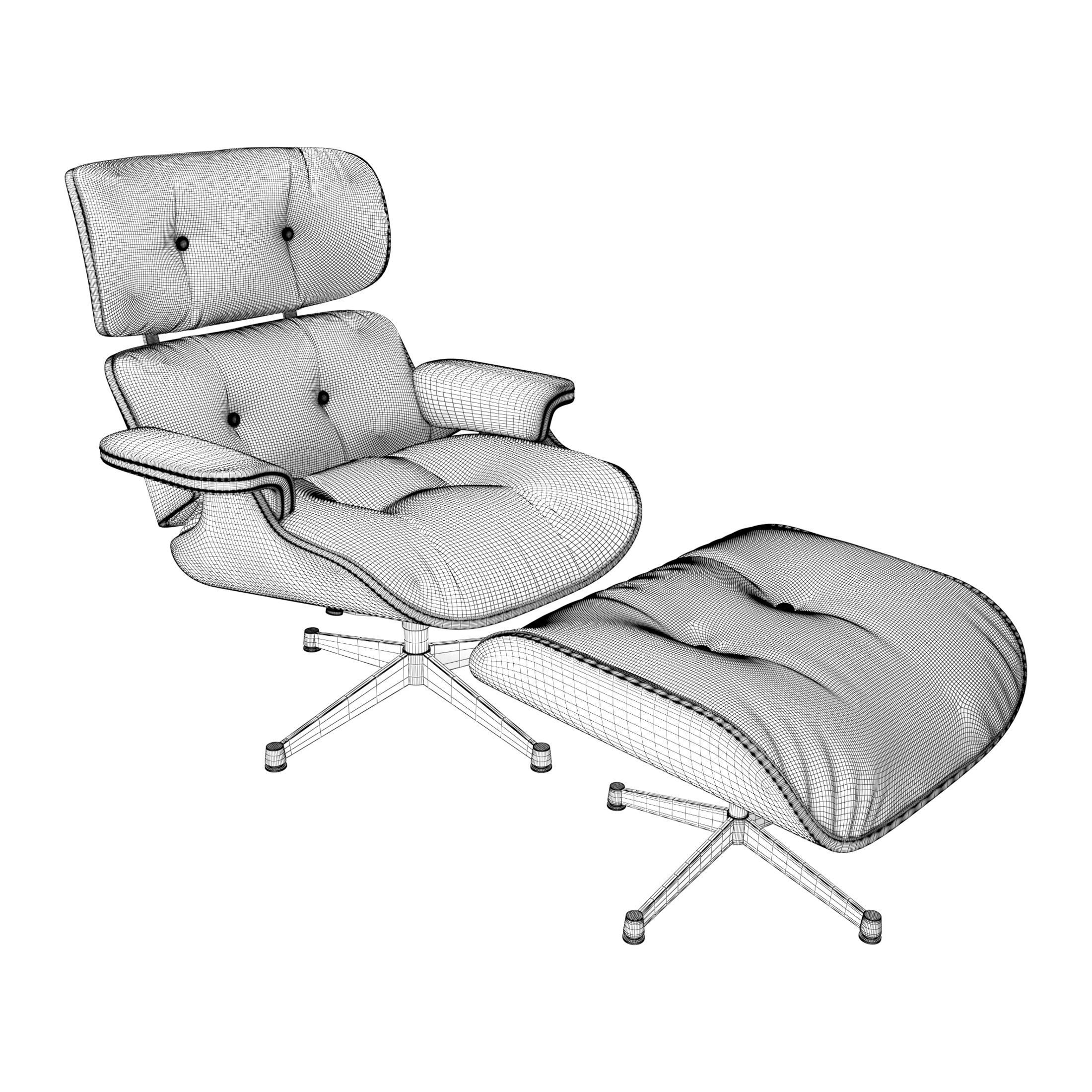 Vitra Eames Lounge Chair  with footstool 3D model_6