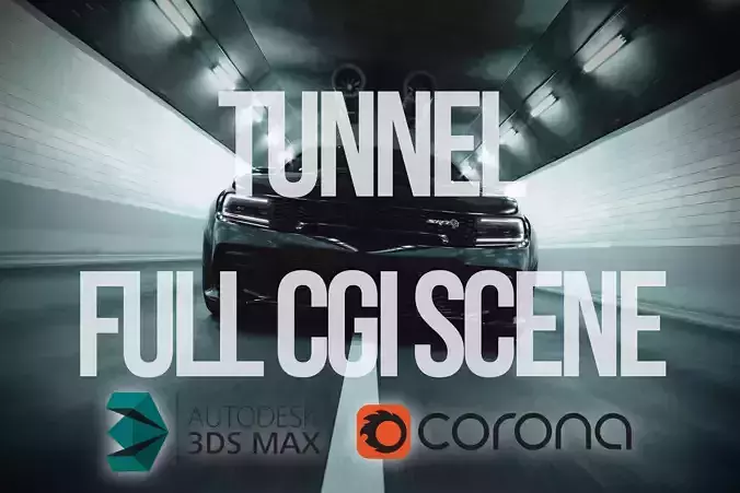 Tunnel Full CGI scene for automotive rendering 3D model