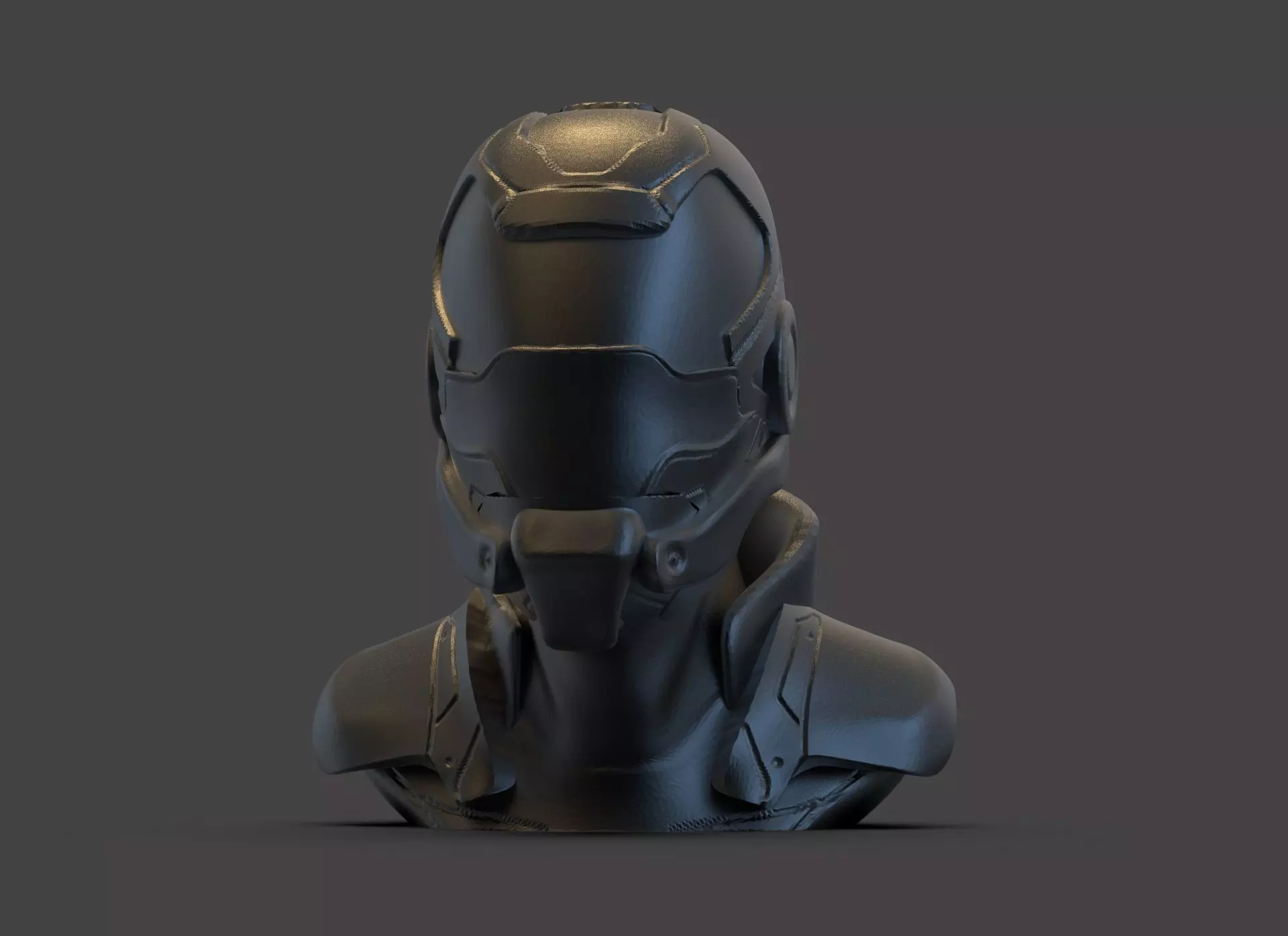 Cyborg Bust 3D print model_0