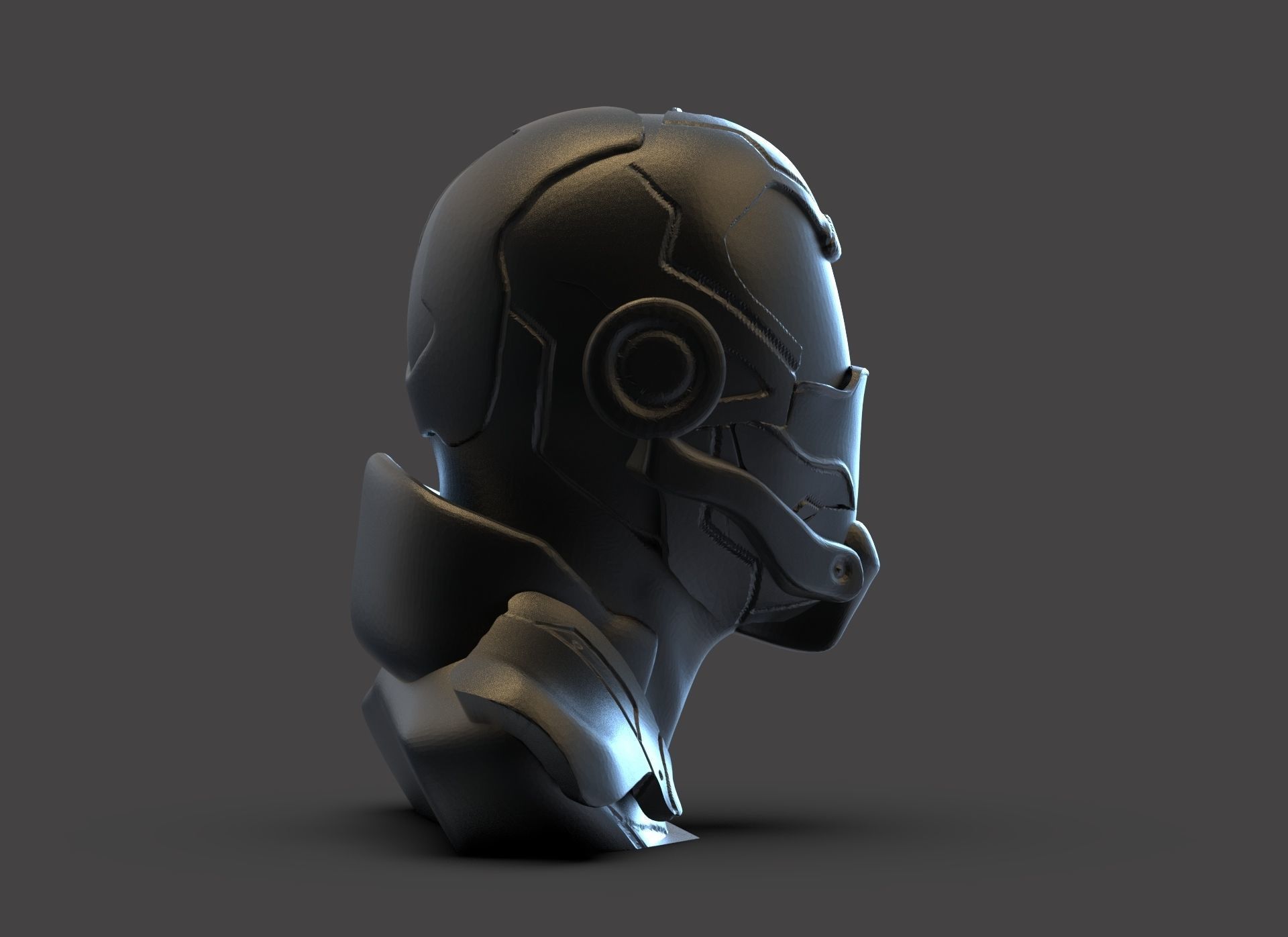 Cyborg Bust 3D print model_4