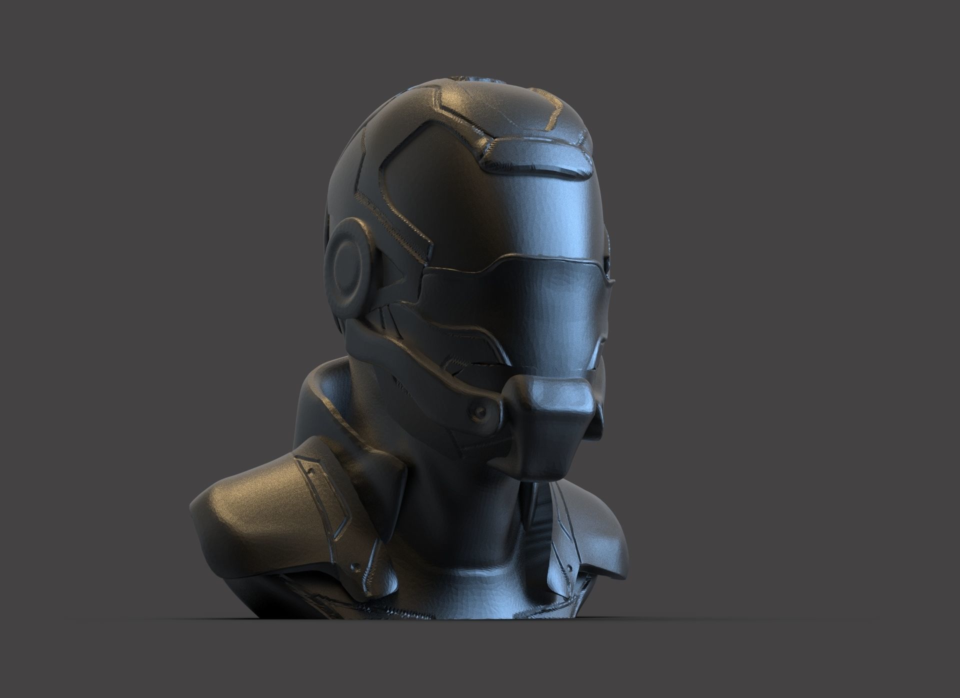Cyborg Bust 3D print model_2