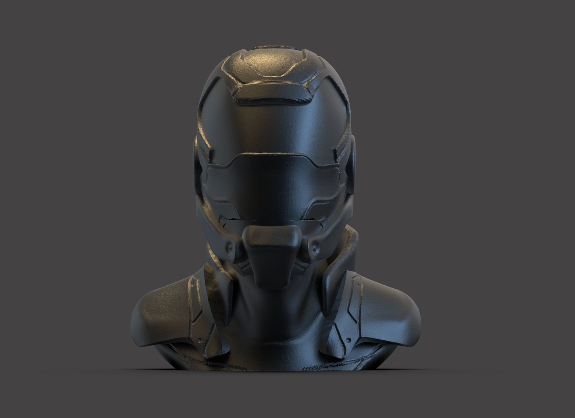 Cyborg Bust 3D print model_1