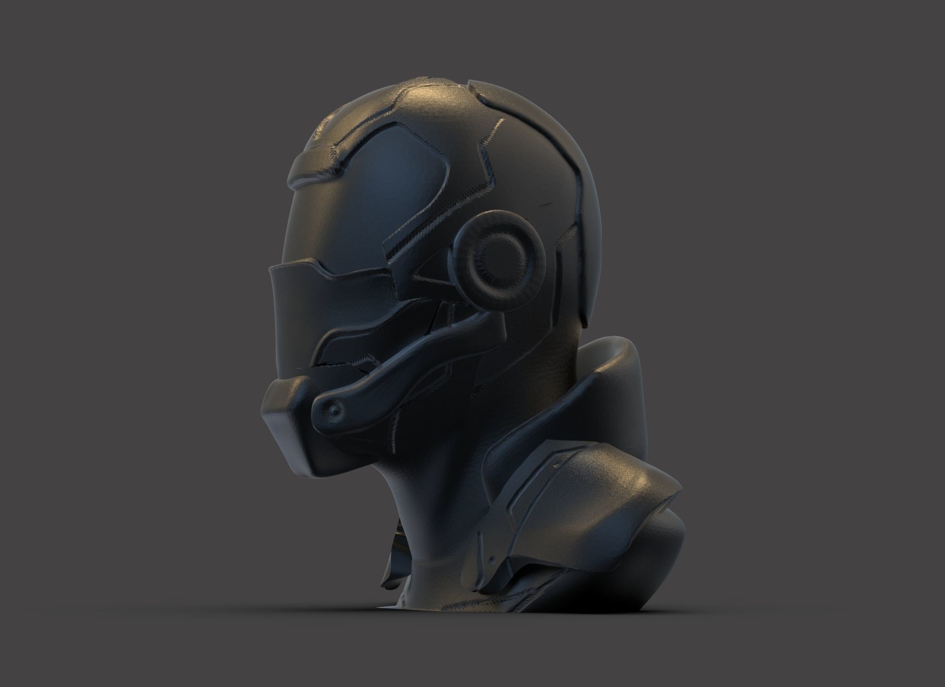 Cyborg Bust 3D print model_3