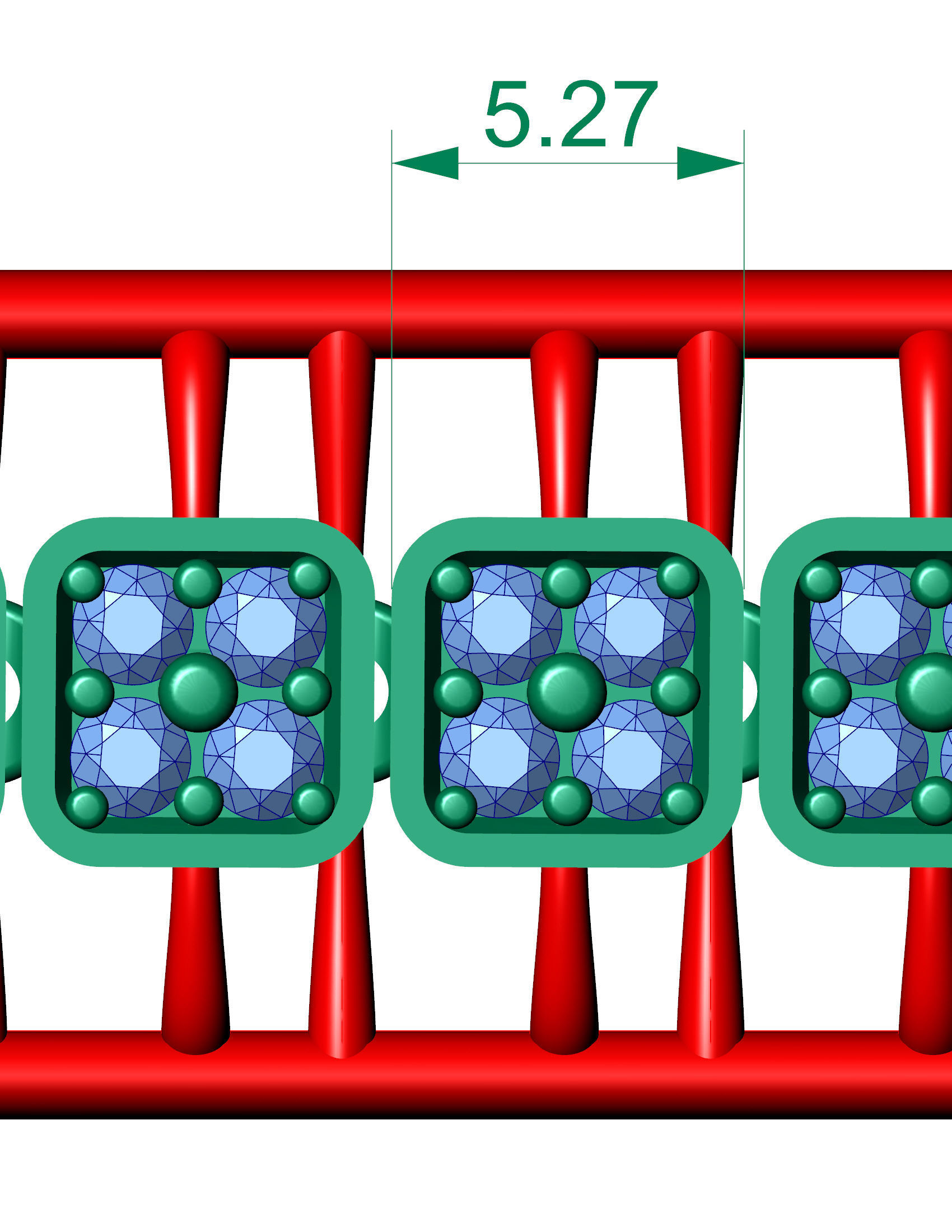 DIAMOND 3D PRINTED BRACELET OR CHAIN  3D print model_4