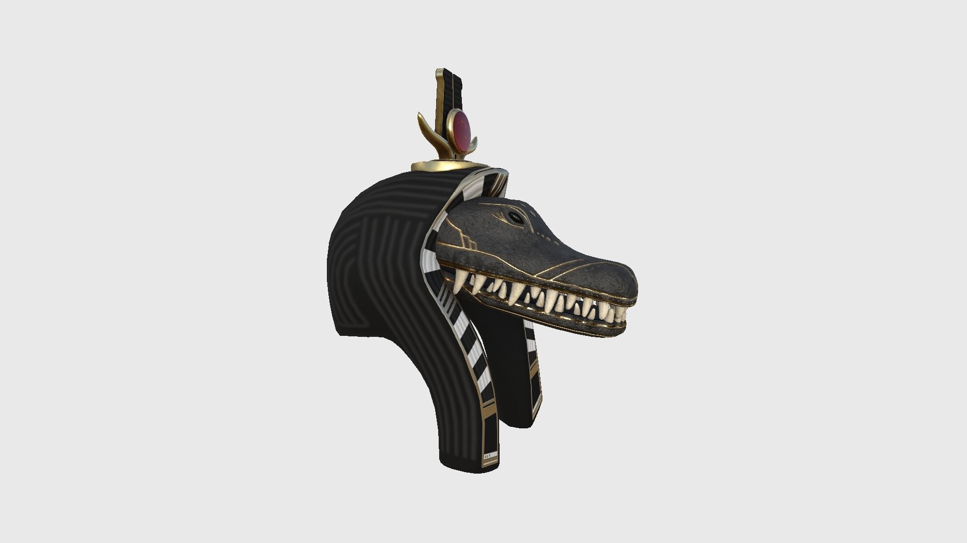 Sobek Mask A07 - Egyptian Gods Character Clothing Low-poly 3D model_2