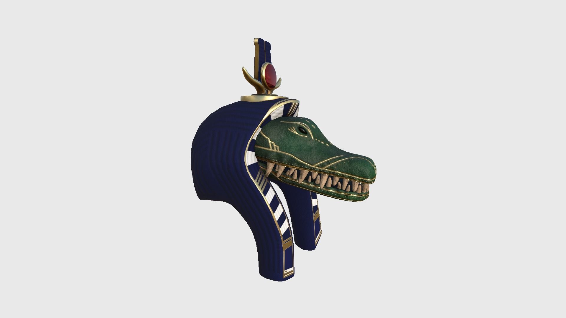 Sobek Mask A04 - Egyptian Gods Character Clothing Low-poly 3D model_2