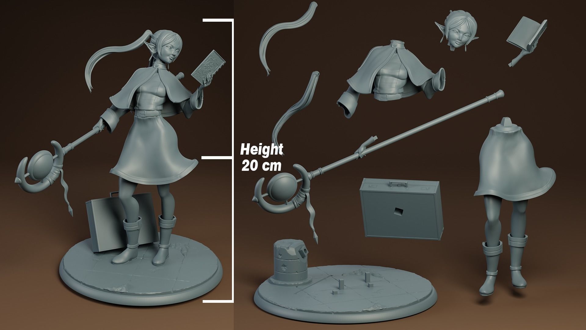 Frieren Reading  sculpture 20 cm 3D print model_8