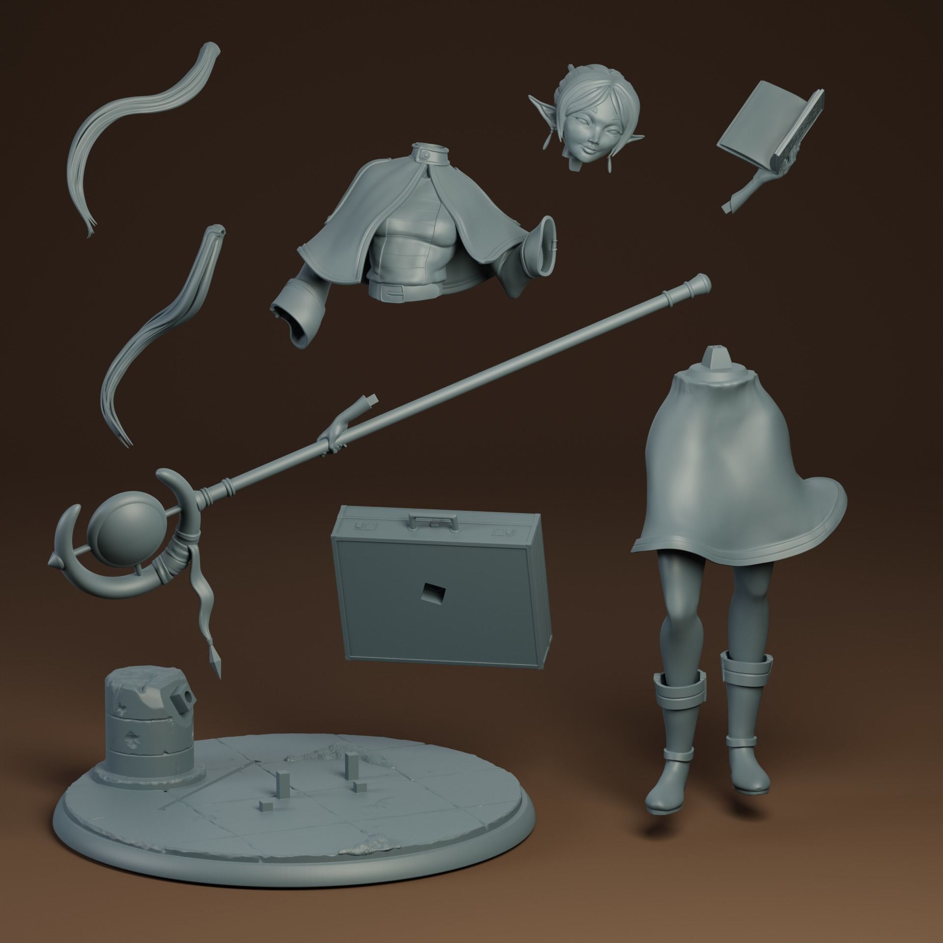 Frieren Reading  sculpture 20 cm 3D print model_6