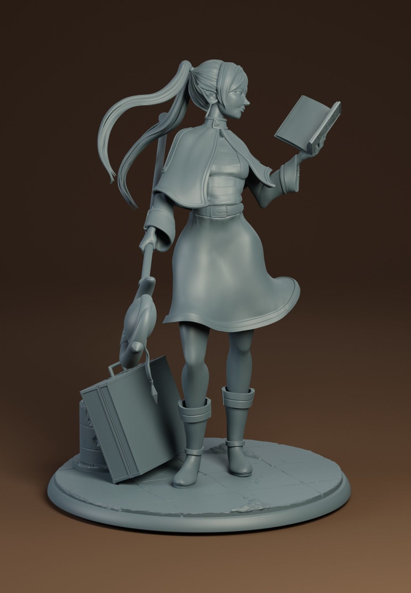 Frieren Reading  sculpture 20 cm 3D print model_5