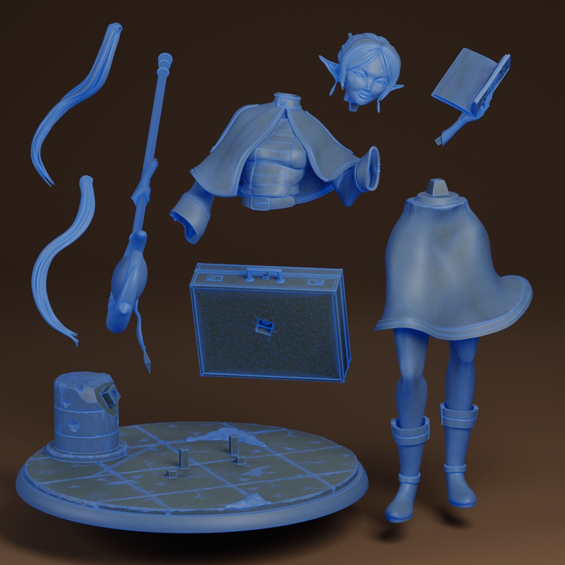 Frieren Reading  sculpture 20 cm 3D print model_7