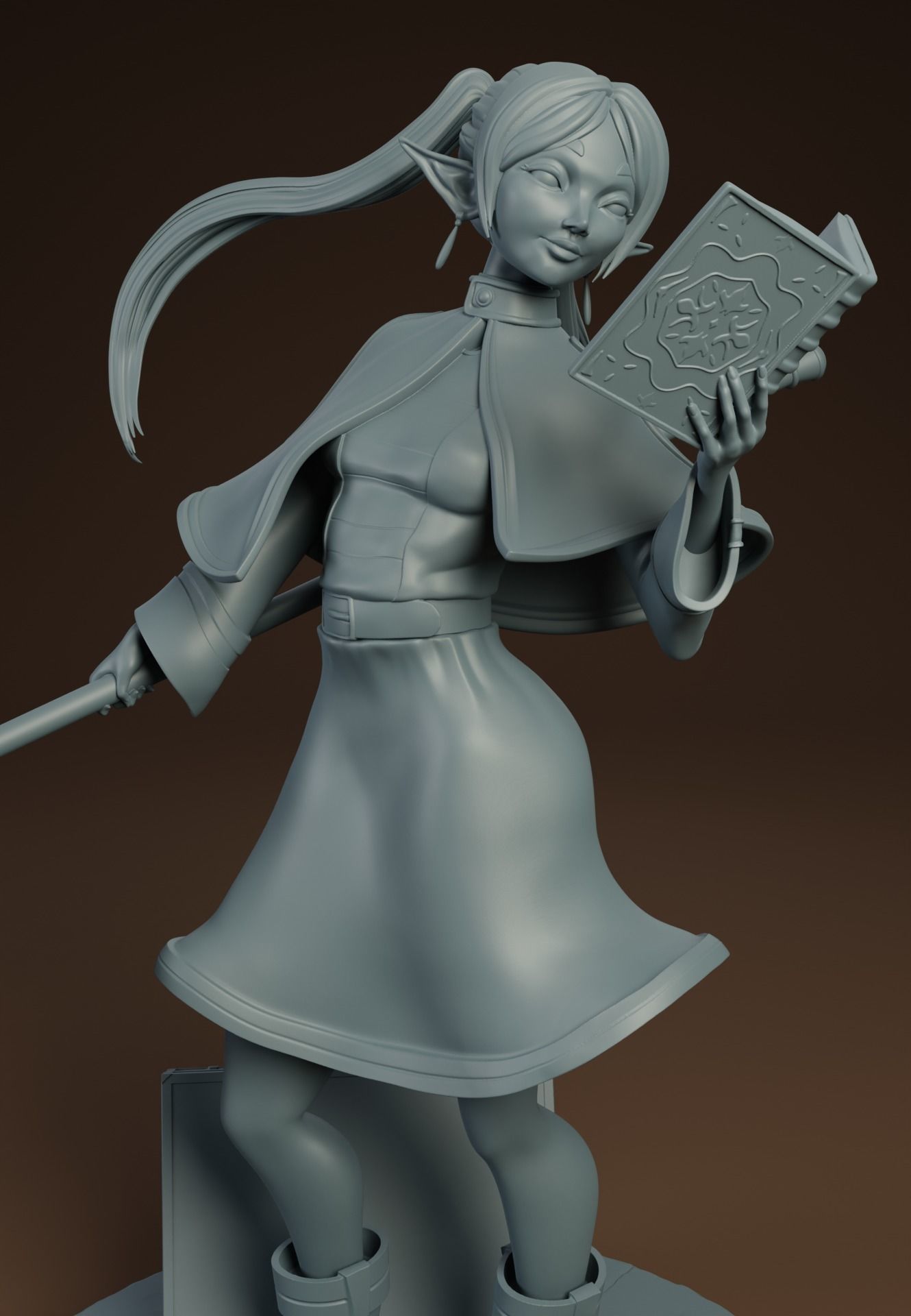 Frieren Reading  sculpture 20 cm 3D print model_3