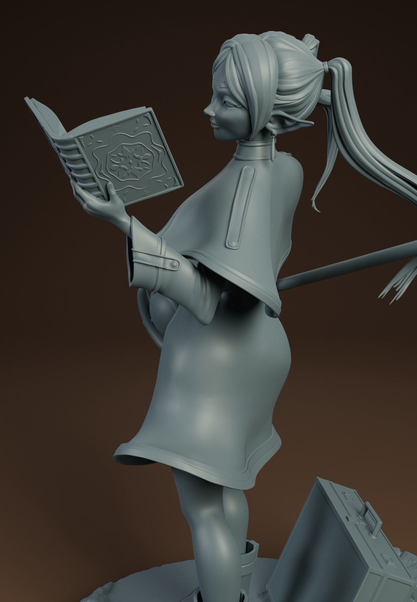 Frieren Reading  sculpture 20 cm 3D print model_4