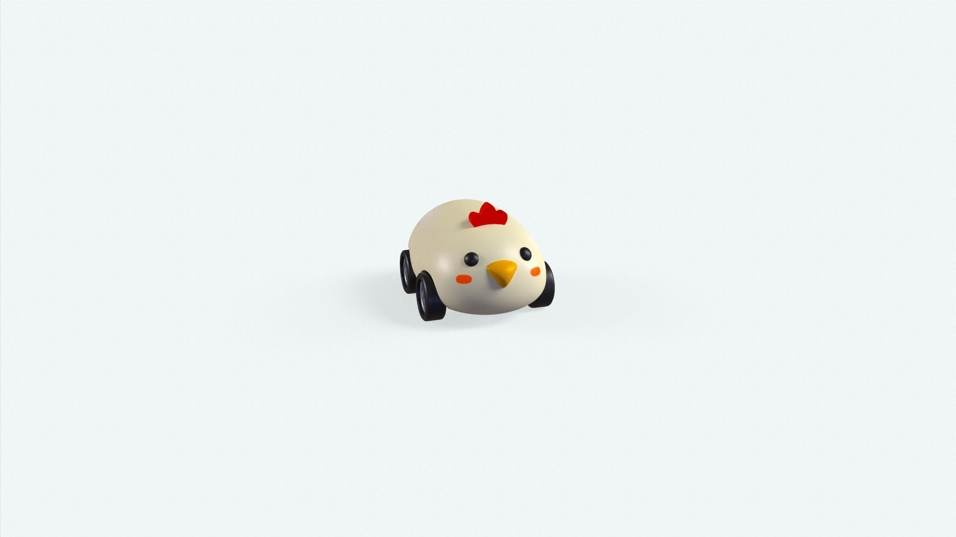 Cartoon Chicken Car Cute Low-poly 3D model_13