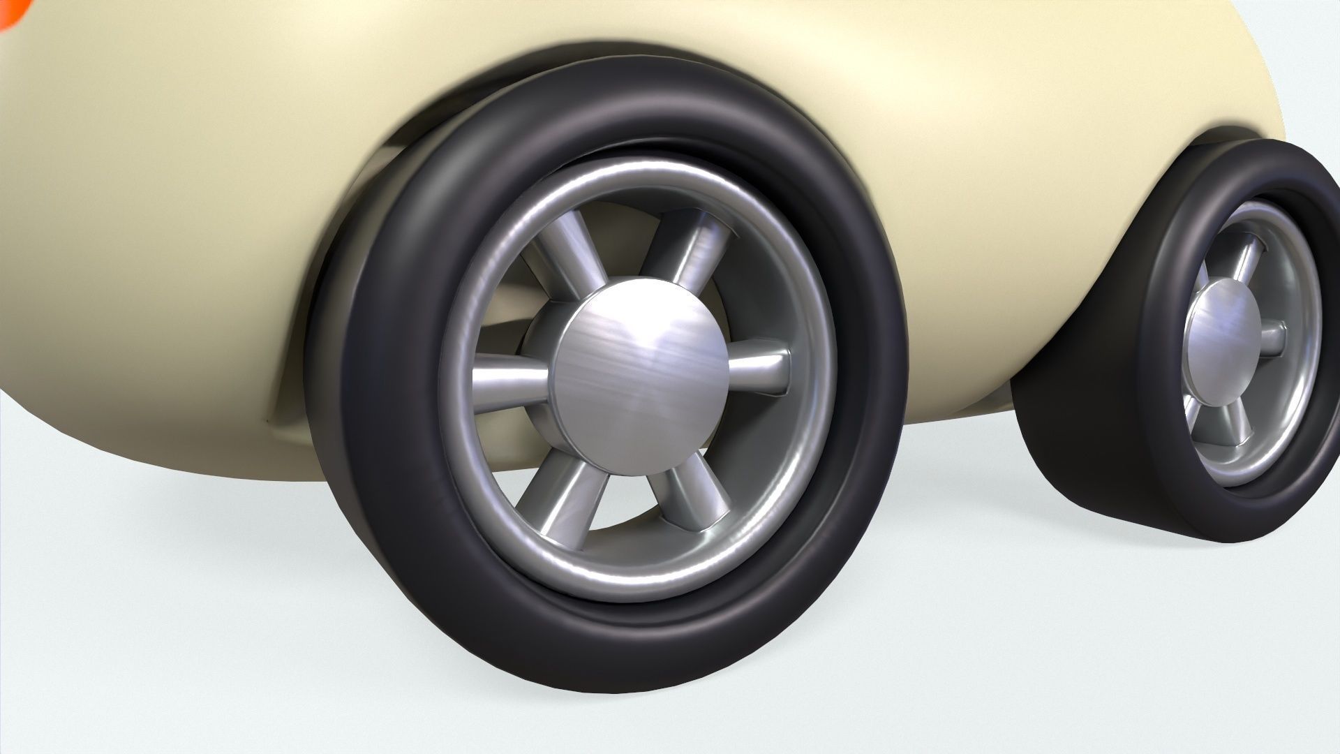 Cartoon Chicken Car Cute Low-poly 3D model_7