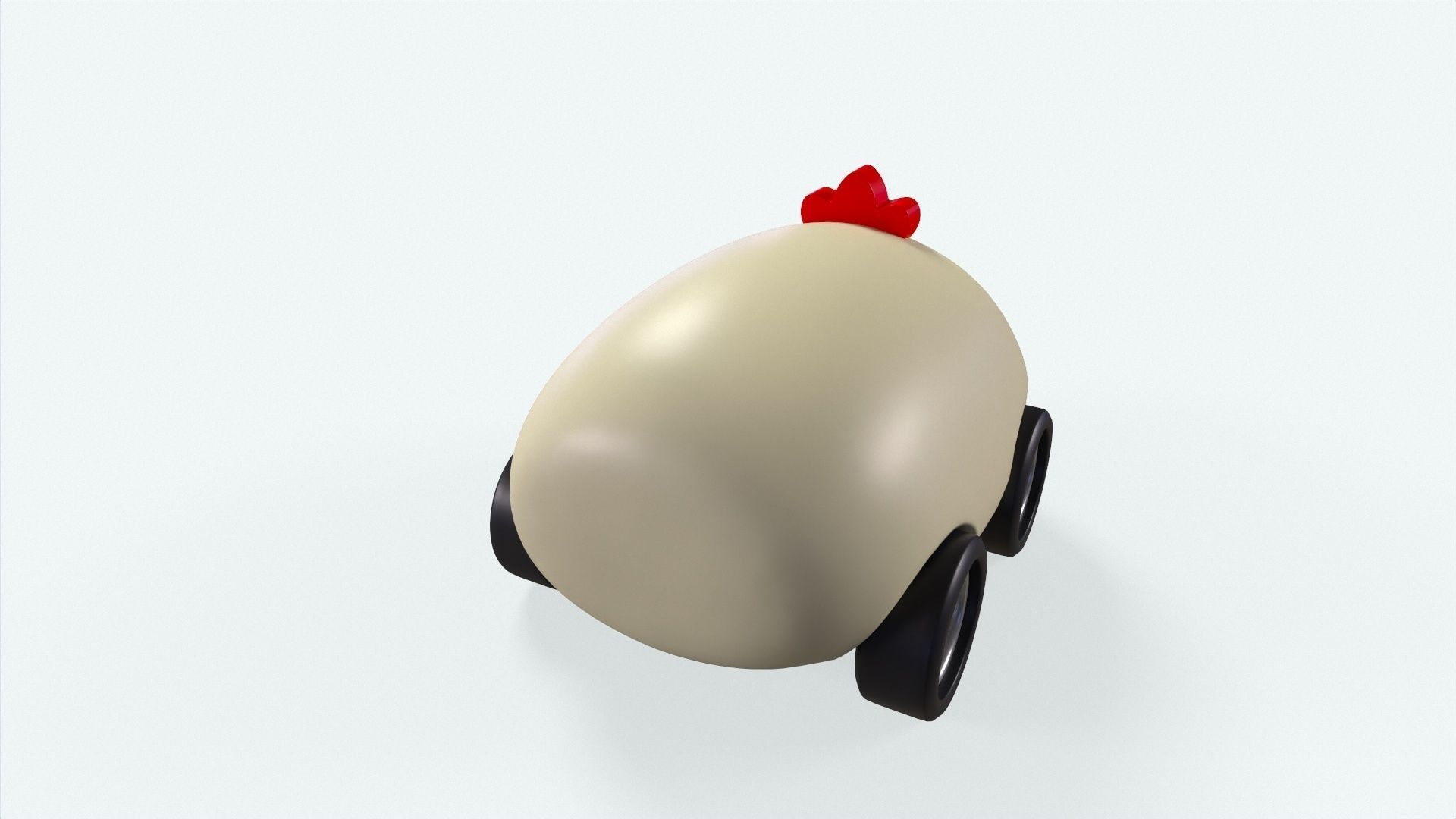 Cartoon Chicken Car Cute Low-poly 3D model_4