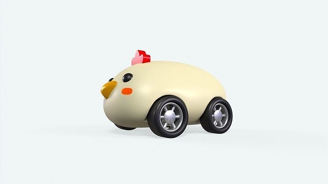 Cartoon Chicken Car Cute Low-poly 3D model 6