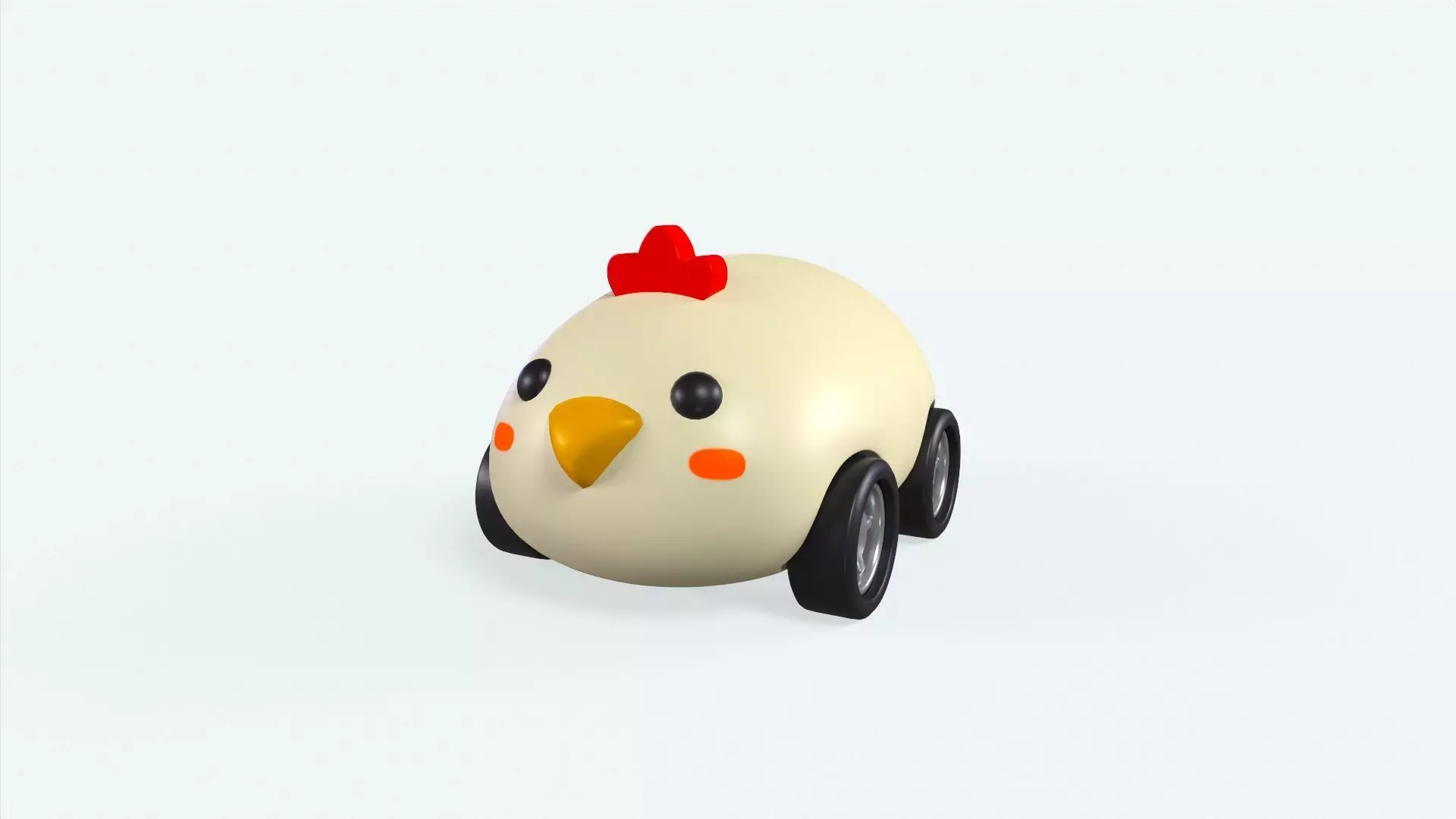 Cartoon Chicken Car Cute Low-poly 3D model_0