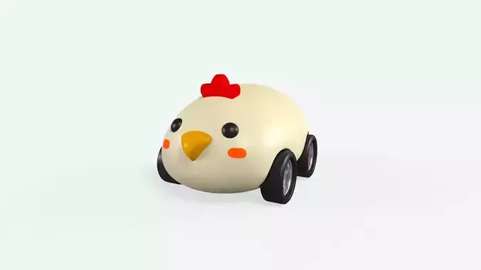 Cartoon Chicken Car Cute Low-poly 3D model Cartoon Chicken Car Cute Low-poly 3D model