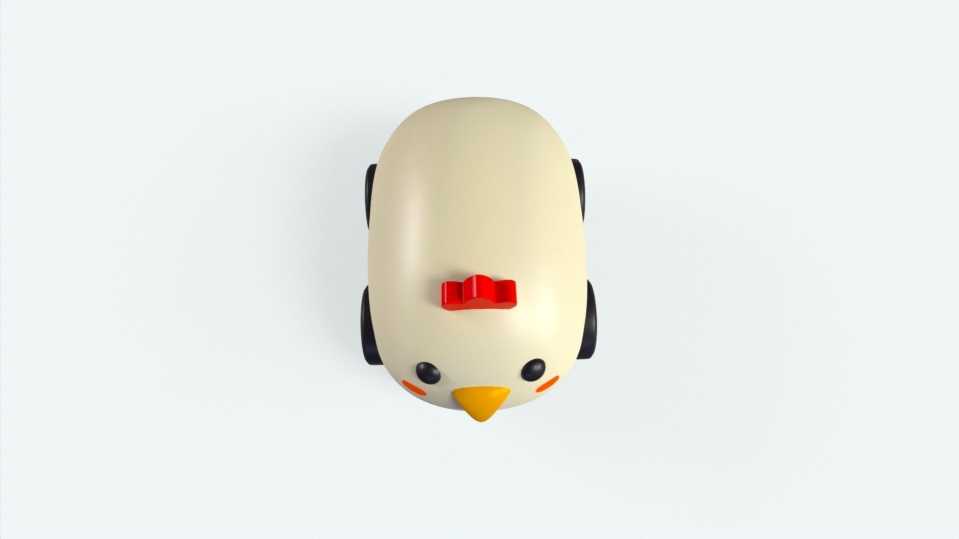 Cartoon Chicken Car Cute Low-poly 3D model_12