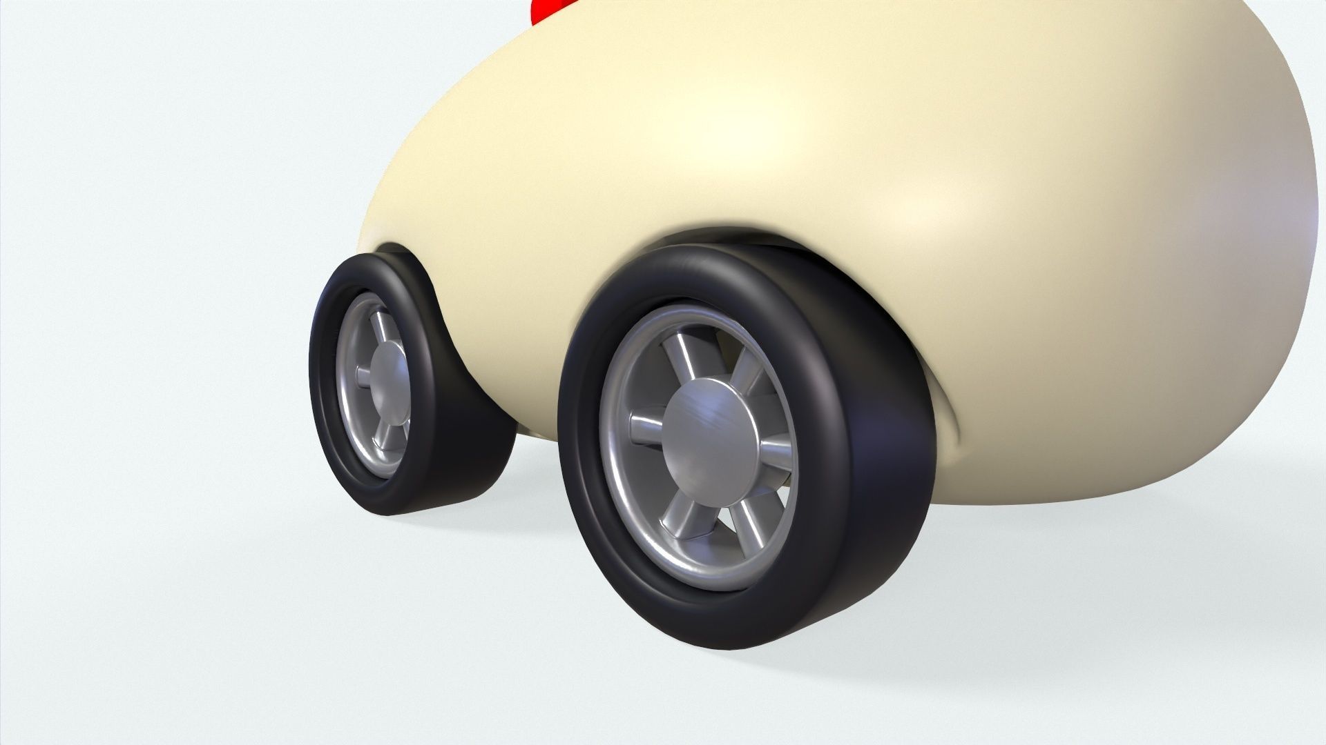 Cartoon Chicken Car Cute Low-poly 3D model_8