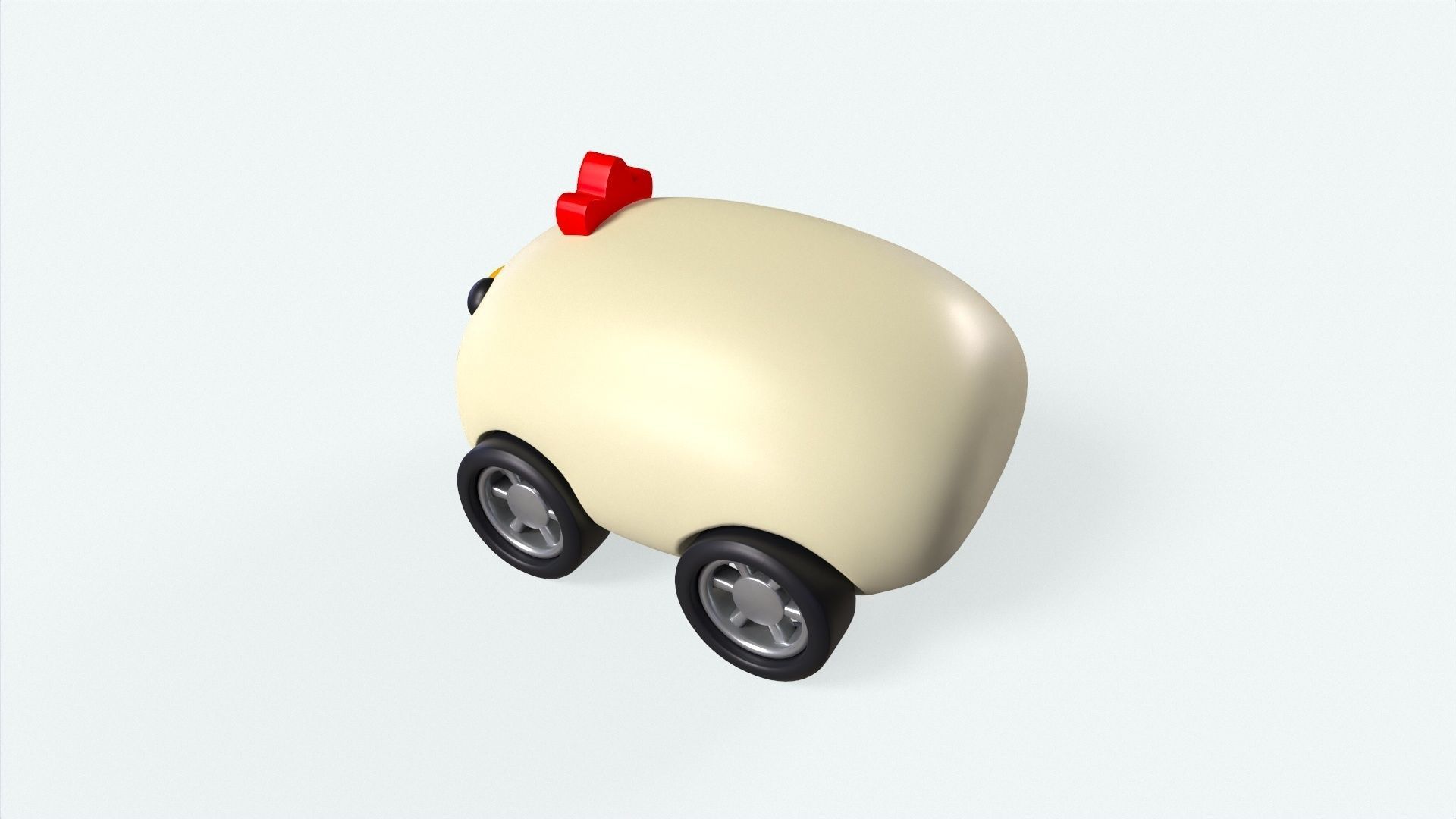 Cartoon Chicken Car Cute Low-poly 3D model_3