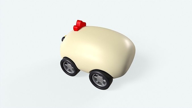 Cartoon Chicken Car Cute Low-poly 3D model 3