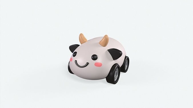Cartoon Cow Car Cute Low-poly 3D model 2