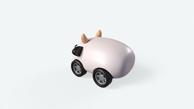 Cartoon Cow Car Cute Low-poly 3D model 5
