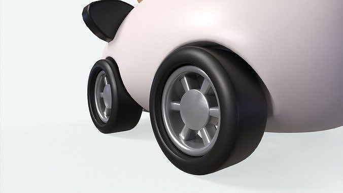 Cartoon Cow Car Cute Low-poly 3D model 6