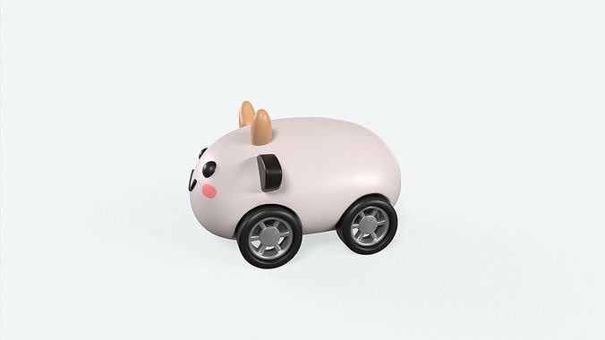 Cartoon Cow Car Cute Low-poly 3D model 3